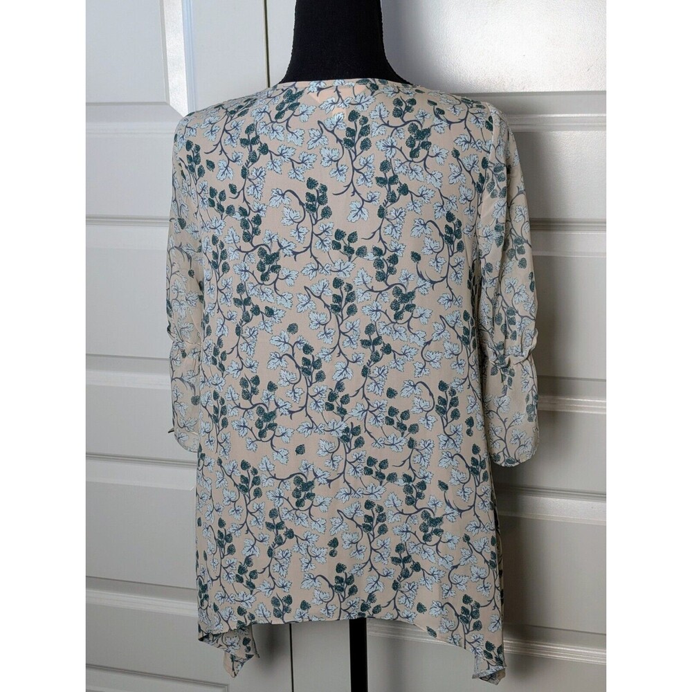 LC Lauren Conrad Size S Floral Blouse Pintuck Shark-Bite Cottage Peasant - Picture 5 of 8